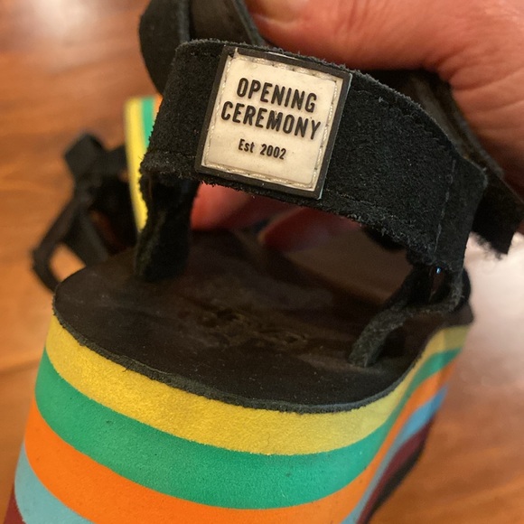 TEVA Opening Ceremony Rainbow Platform Shoe Sandal Suede Adjustable Straps 7 NEW - Picture 12 of 16